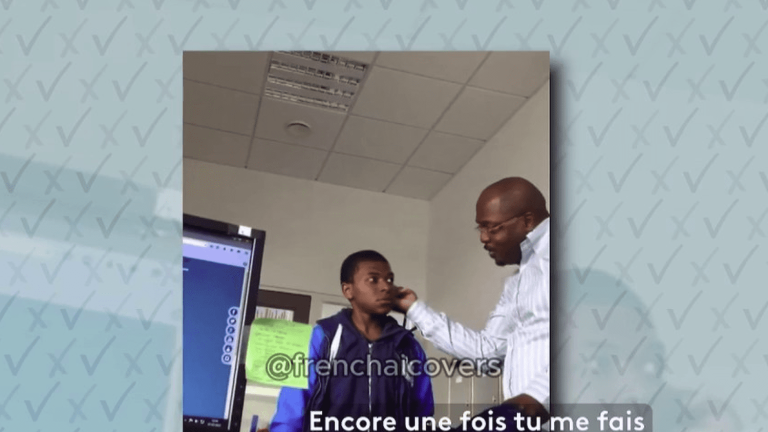 TRUE OR FALSE.  Is Kylian Mbappé being lectured by his father in a video where he is young?