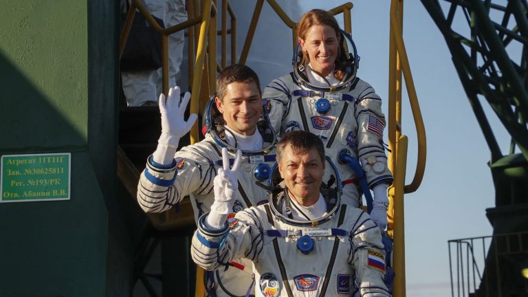 Two Russians and an American joined the International Space Station