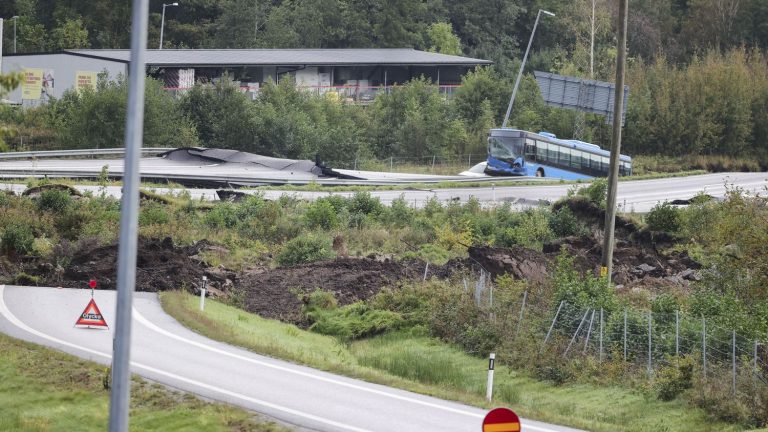 a highway collapses for more than a hundred meters