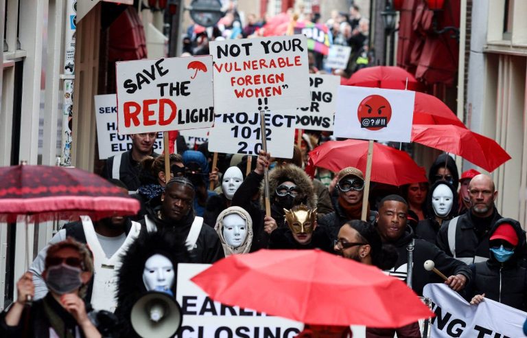 A demonstration to defend the Red Light District of Amsterdam