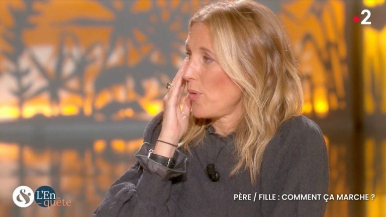 Agathe Lecaron bursts into tears during a broadcast on France 2