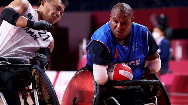 Cédric Nankin on the attack for a medal in wheelchair rugby at the Paralympic Games