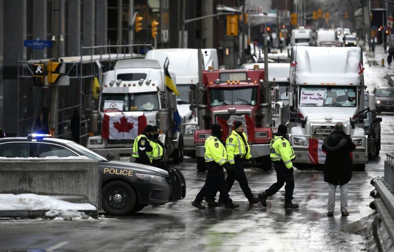 Figures from the Freedom Convoy set up camp less than an hour from Ottawa