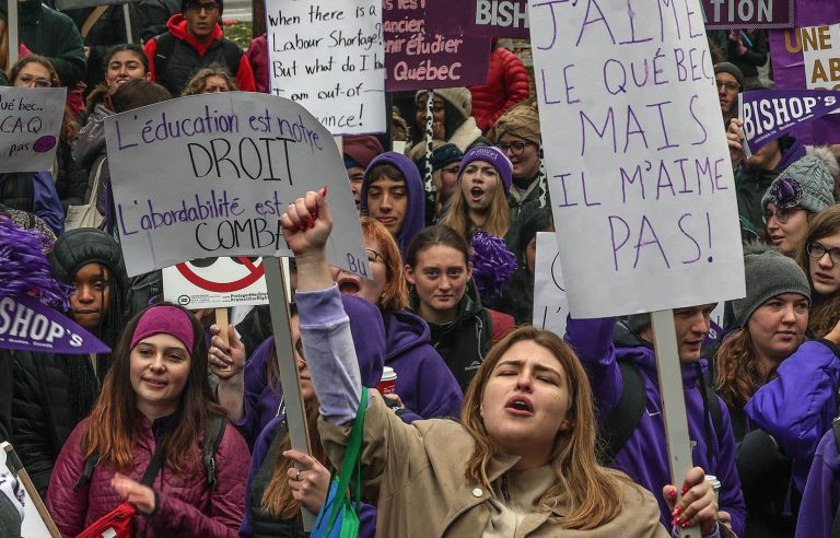 Hundreds of people demonstrate against the increase in tuition fees