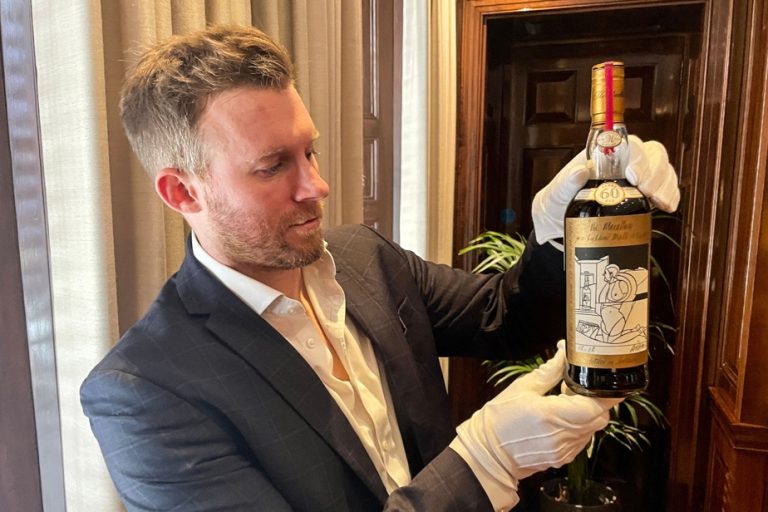 Most valuable whiskey in the world |  A bottle of The Macallan Adami 1926 at auction in London