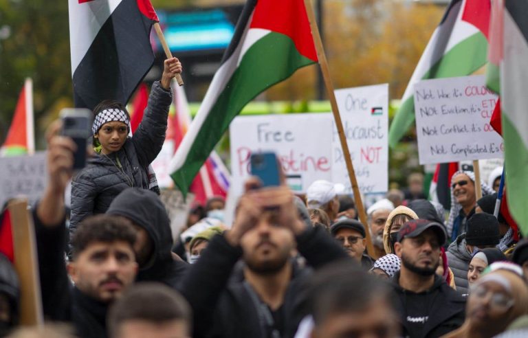 Pro-Palestinian rally coincides with end of NDP convention in Hamilton