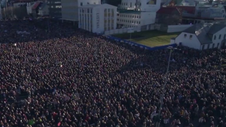 in Iceland, women strike for equal pay