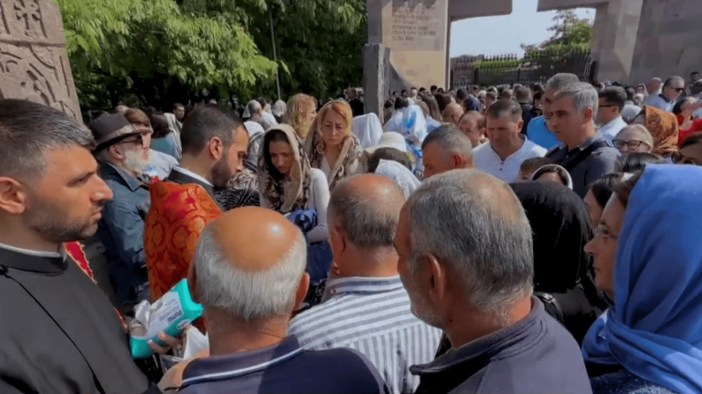 in Yerevan, the Armenian capital, a mass in support of refugees