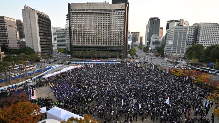 several thousand people pay tribute to the 159 victims of the deadly stampede in Seoul in 2022