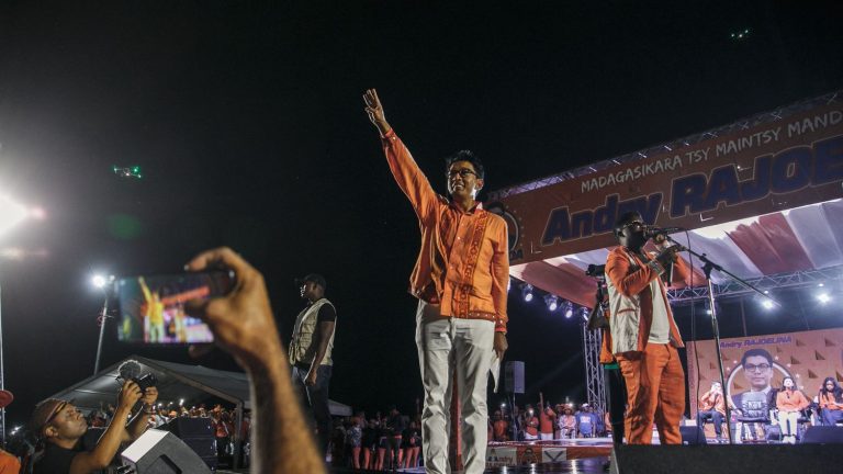 Andry Rajoelina was re-elected president in the first round in a vote boycotted by ten opposition candidates