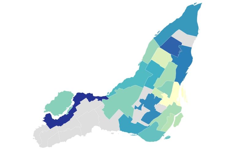 By district, what will be the tax increases for Montreal property owners in 2024?