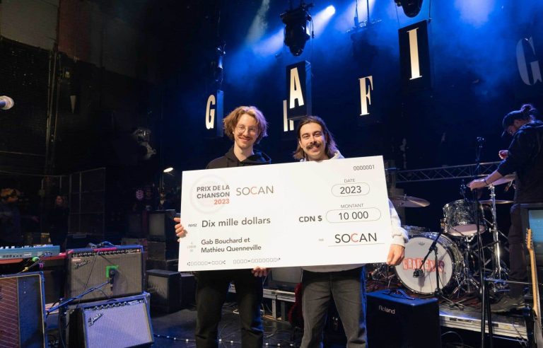 Gab Bouchard and Mathieu Quenneville win the SOCAN Song Prize