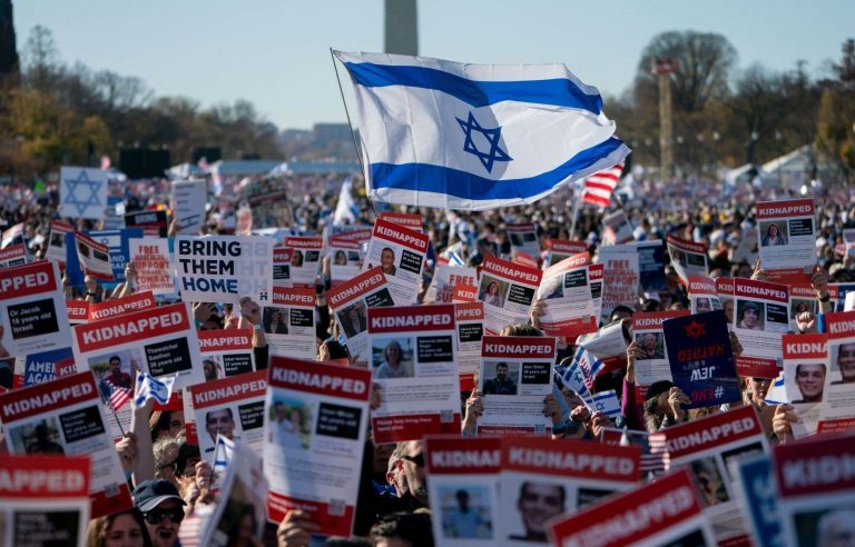 In Washington, a large rally in support of Israel and to “bring back the hostages”