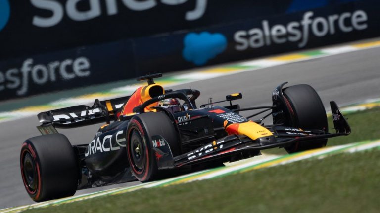 Max Verstappen flies over the Brazilian Grand Prix sprint race