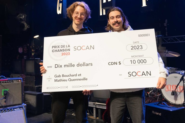 SOCAN Song Prize |  Gab Bouchard and Mathieu Quenneville rewarded