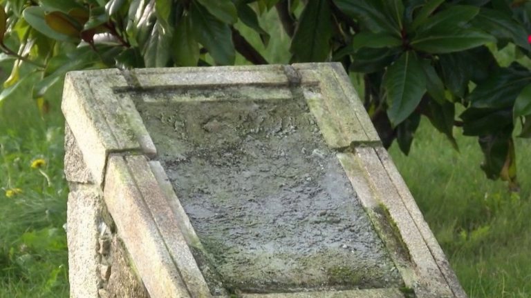 a defaced stele of Simone Veil