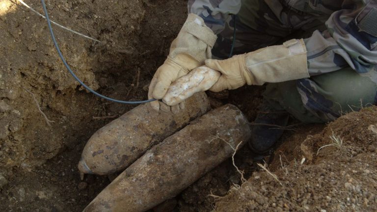 after severe bad weather in Belgium, shells from the First World War return to the surface