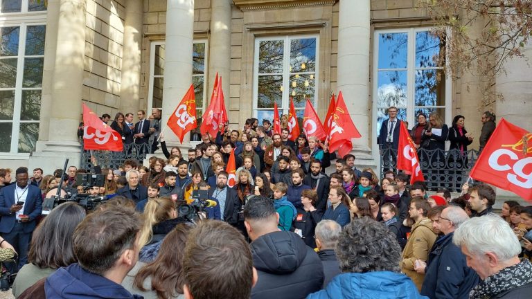 parliamentary staff on strike to denounce their working conditions