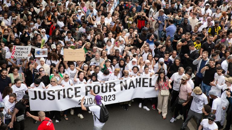 the teenager’s mother calls for a rally on Sunday in Nanterre after the release of the police officer who shot