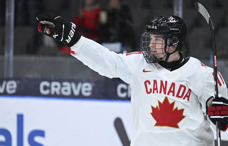 Celebrini collects five points in Canada’s 10-0 win over Latvia