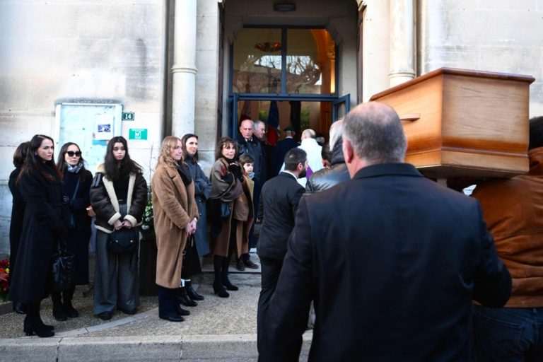 Mollégès, France |  Several hundred people at the funeral of Guy Marchand