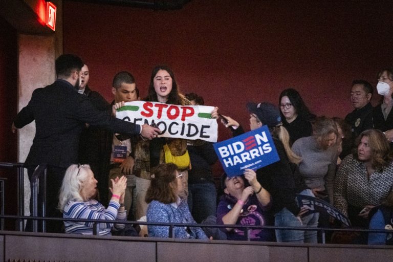 Biden speech disrupted by pro-Palestinian protesters