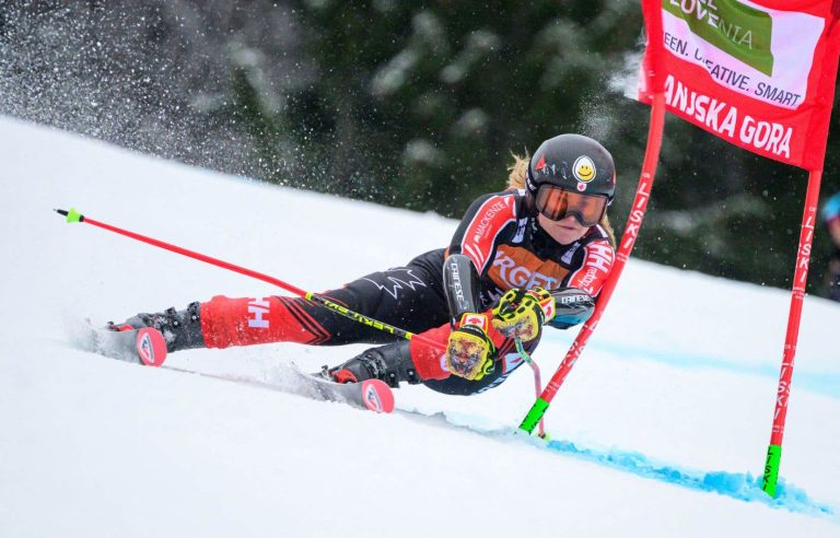 Canadian Valérie Grenier wins the Kranjska Gora giant slalom