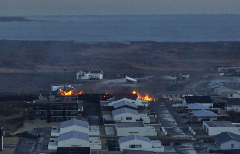 Volcanic eruption in Iceland hits port town, burns homes