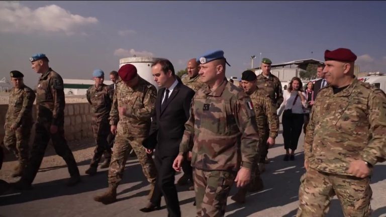 the Minister of the Armed Forces with French troops in southern Lebanon