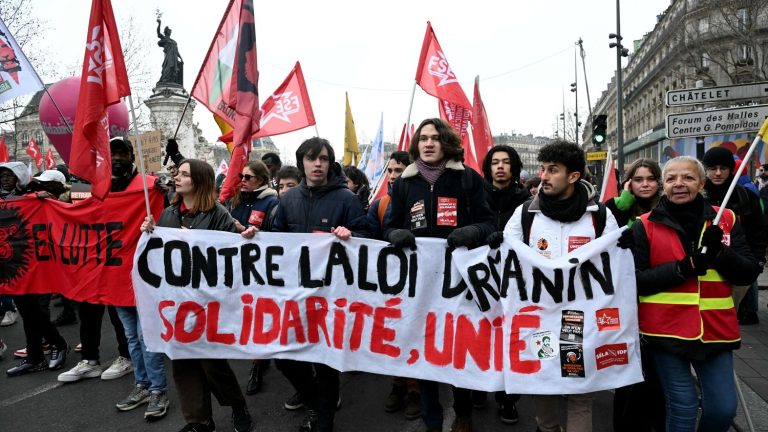 thousands of people gathered in Paris to demonstrate against the immigration law