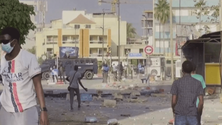 Clashes break out between demonstrators and police forces during a mobilization against Macky Sall