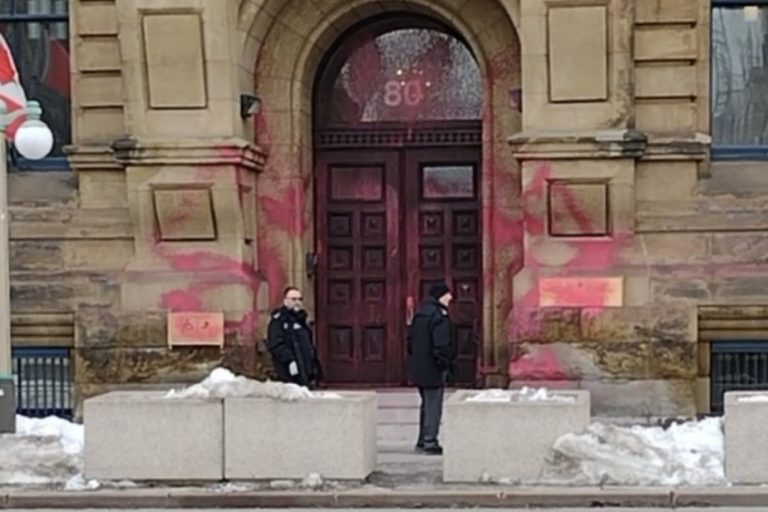 Climate activists spray paint Justin Trudeau’s office