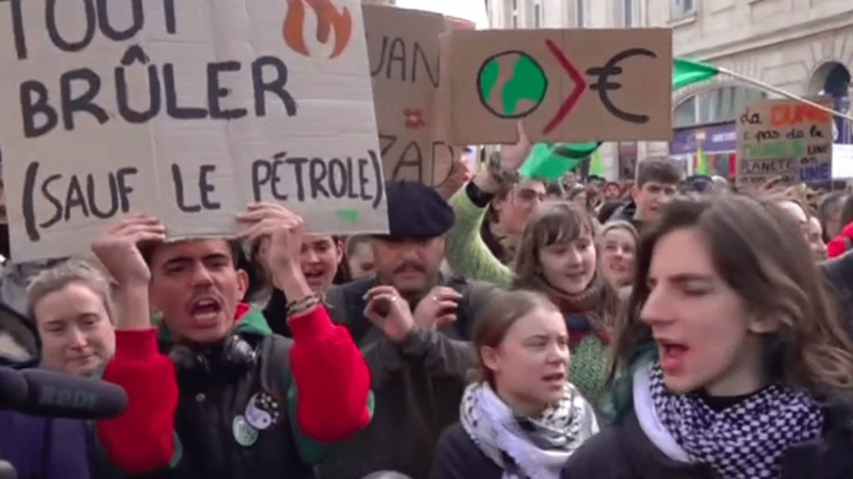 Greta Thunberg joins a demonstration in Bordeaux against a drilling project