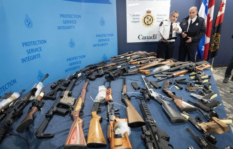 Nearly a hundred weapons seized from a Gatineau residence by the CBSA