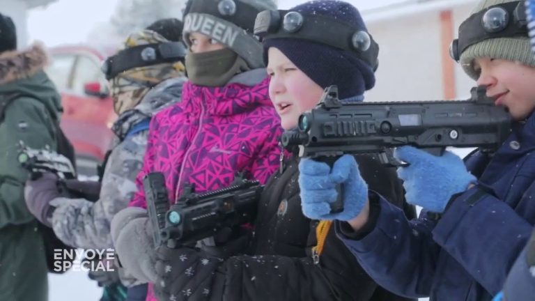 in Russia, children train for war under the command of soldiers on leave