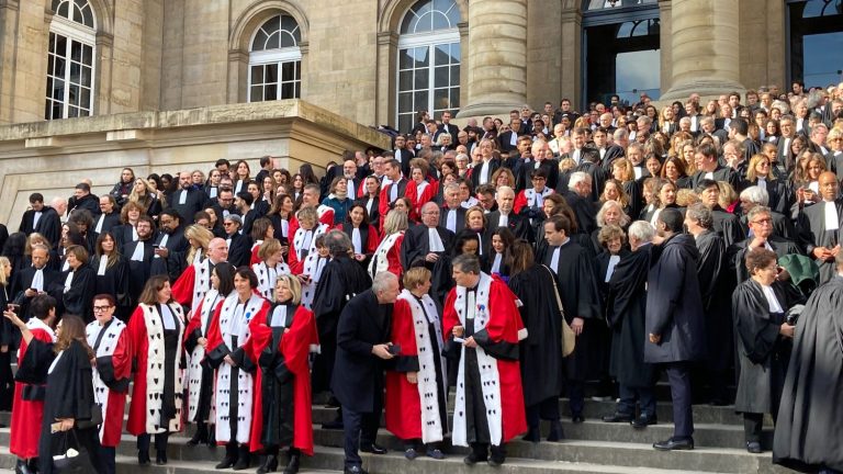 several hundred lawyers and magistrates in robes paid tribute to him at the Paris courthouse