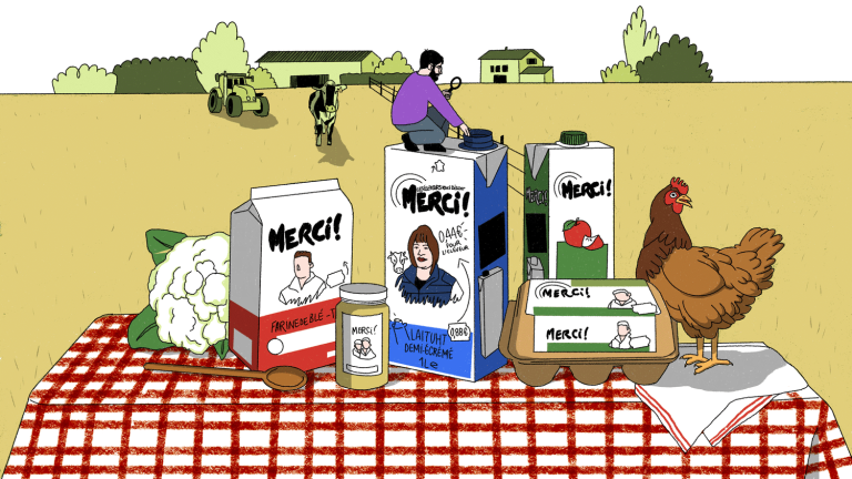 we found farmers appearing on the packaging of Intermarché products