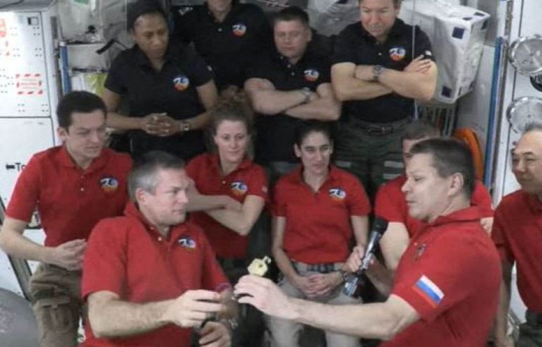 A crew leaves the International Space Station to return to Earth