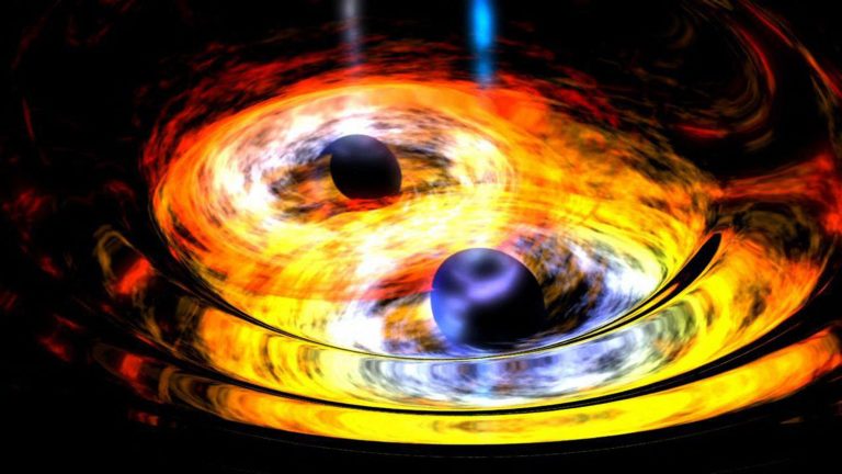 A pair of supermassive black holes stuck for three billion years