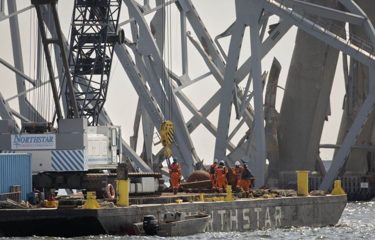 Clearing of collapsed Baltimore bridge begins