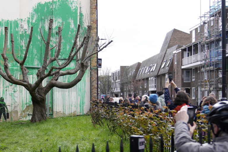 London |  Banksy’s latest work damaged and protected