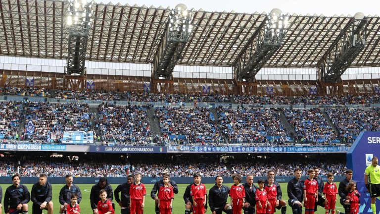 Napoli players kneel in support of Juan Jesus and to oppose racism