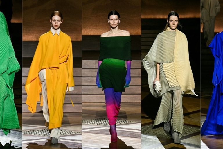 Paris Fashion Week |  Colors in organized shapes at Issey Miyake