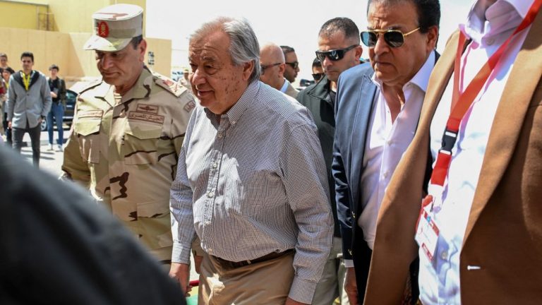 “enough” of this “endless nightmare”, implores the UN secretary general at the gates of Gaza