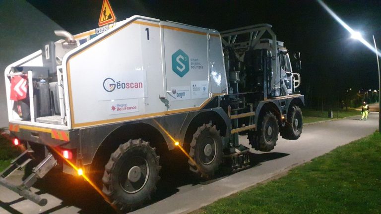 in the Paris region, vibrating trucks search for geothermal sources underground