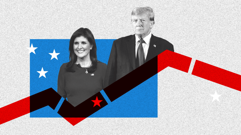 visualize Donald Trump’s lead over Nikki Haley in the Republican Party primaries