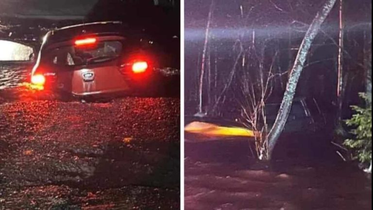 Road collapsed and cars swept away in Chertsey: one person missing