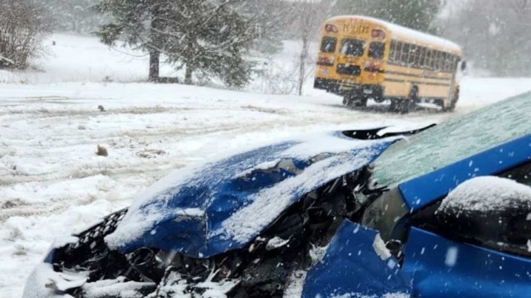 Storm: a school bus involved in an accident