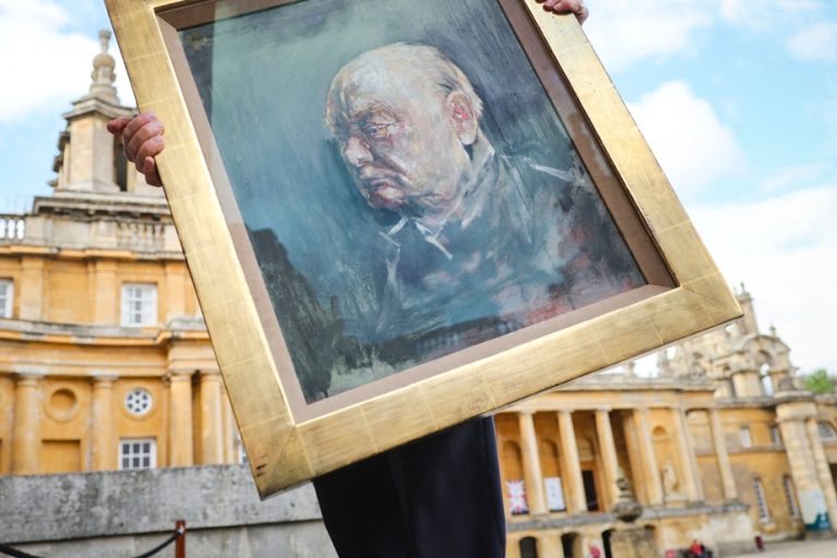 Study for burnt portrait of Winston Churchill up for auction