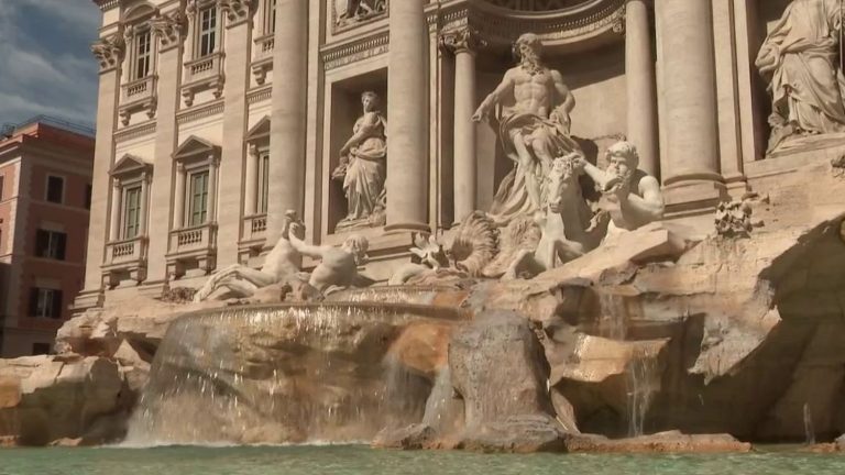 What happens to the coins thrown into the Trevi Fountain?